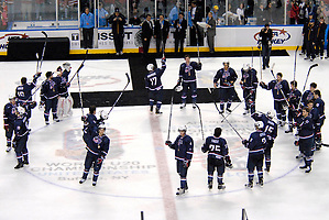 2010 IIHF World U20 Championship - Team USA salutes the crowd; Copyright 2011 Angelo Lisuzzo (Angelo Lisuzzo)