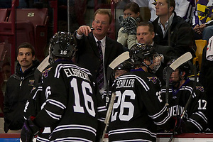 3 Dec 11: Troy Jutting (Minnesota State Head Coach) The University of Minnesota Golden Gophers host the Minnesota State University Mavericks in a WCHA conference match-up at Mariucci Arena in Minneapolis, MN. (Jim Rosvold)