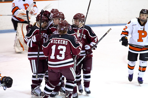 Colgate celebrates a goal by Miriam Drubel (Colgate -8). (Shelley M. Szwast)