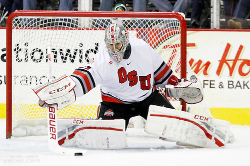 25 OCT 2013: Matt Tomkins (OSU - 31)  The Ohio State Buckeyes beat the Robert Morris University Colonials 5-3 in a non-conference matchup at Value City Arena in Columbus, OH. (©Rachel Lewis)