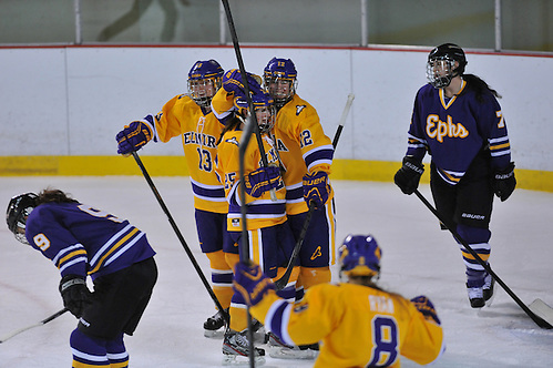 Elmira women celebrate a goal. Photo c/o Elmira Athletics. 