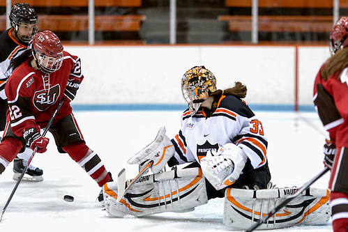 Kimberley Newell (Princeton - 33) makes a save on Kailee Heidersbach (St. Lawrence - 22). ((c) Shelley M. Szwast 2014)