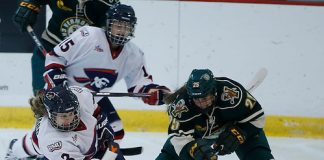 RMU womens hockey. Photo by Jason Cohn (JASON COHN/RMU ASSIGNED)