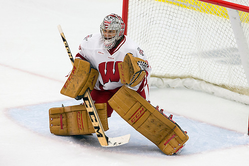 Wisconsin Badgers goalie Ann-Renée Desbiens (30) defends during an NCAA women's hockey game against the Ohio State Buckeyes Friday, October 10, 2014, in Madison, Wis. The Badgers won 6-0. (Photo by David Stluka (David Stluka)