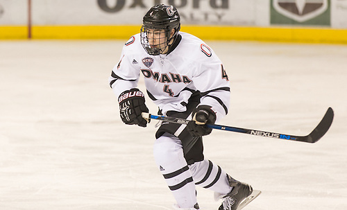 Luc Snuggerud (University Nebraska Omaha-4) 16 Jan. 16 University of North Dakota and University of Nebraska Omaha meet in a NCHC conference match-up at the Ralph Engelstad Arena in Grand Forks, ND (Bradley K. Olson)