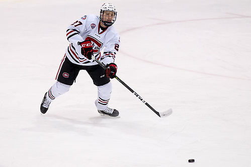 9 Jan 16:  Dennis Cholowski (St. Cloud - 27). The St. Cloud State University Huskies host the University of Nebraska-Omaha Mavericks in a NCHC matchup at the Herb Brooks National Hockey Center in St. Cloud, MN. (Jim Rosvold)