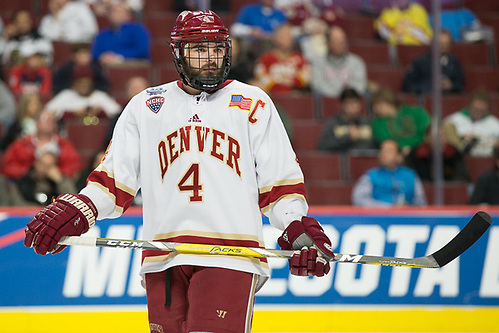 6 Apr 17:  Will Butcher (Denver - 4). The Denver University Pioneers play against the University of Notre Dame Fighting Irish in a national semifinal of the 2017 NCAA Division I Men's Frozen Four at the United Center in Chicago, IL. (Jim Rosvold)