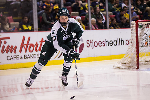 5Feb16: Mason Appleton (MSU-27)The Michigan Wolverines take on the Michigan States Spartans at the annual Duel in the D at the Joe Louis Arena. (Michael Dubicki)