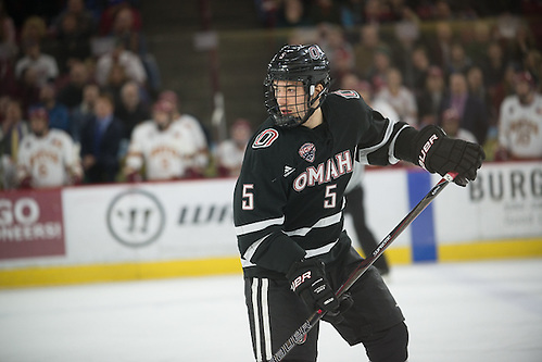 Joel Messner of Omaha. Omaha vs. Denver at Magness Arena, 01/27/17. (Candace Horgan)