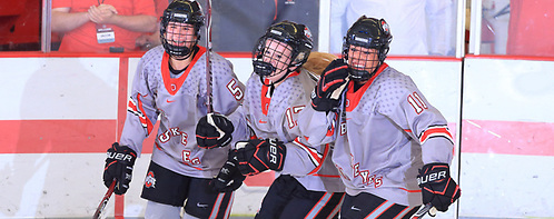 From L-R: Charly Dahlquist, Emma Maltais, and Tatum Skaggs of Ohio State. (www.BigTenPhoto.com / Walt Middleton Photography 2011)