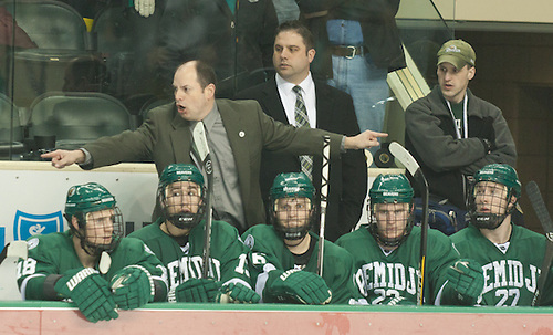 (Tom Serratore Head Coach Bemidji State).2 Mar.. 13  The University of North Dakota hosts Bemidji State in a WCHA match-up at the Ralph Engelsted Arena in Grand Forks, ND. (BRADLEY K. OLSON)