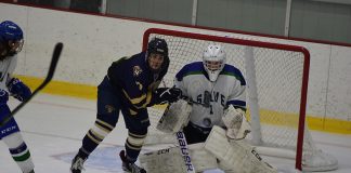 Salve Regina goaltender Blake Wojtala has the Seahawks focused on a good start in conference play (Ed Habershaw)