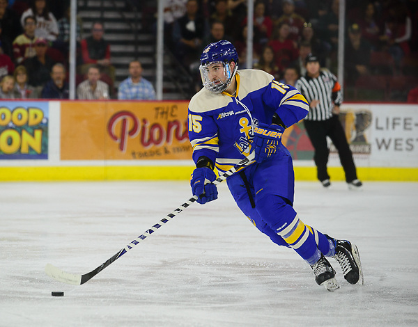 Jacob Hand of Lake Superior. Denver vs. Lake Superior at Magness Arena, 10/20/2017. (Candace Horgan)