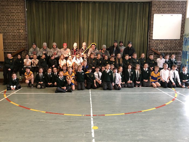 Boston University players at St. Patrick's Primary School in Holywood (same school Rory McIlroy attended as a child). (photo: Boston University Athletics)