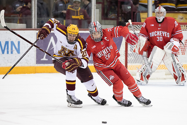 30 Nov 18:  The University of Minnesota Golden Gophers host the Ohio State University Buckeyes in a B1G conference matchup at 3M Arena at Mariucci in Minneapolis, MN.  Photo: Jim Rosvold (Jim Rosvold/University of Minnesota)