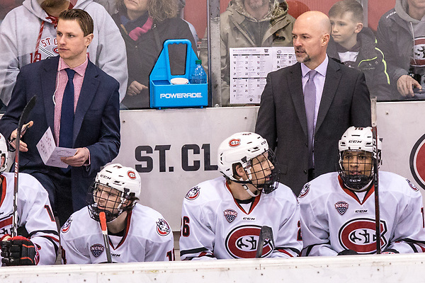 Brett Larson 2019 January 18 St. Cloud State University hosts Western Michigan in a NCHC contest at the Herb Brooks National Hockey Center (Bradley K. Olson)