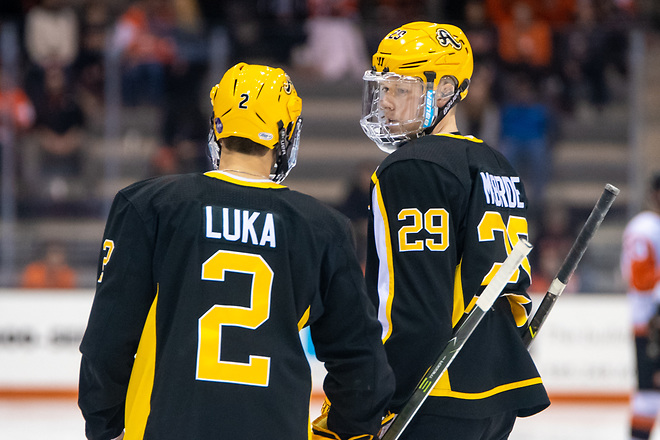 Shawn McBride (29 - AIC), Nicolas Luka (2 - AIC) (2018 Omar Phillips)