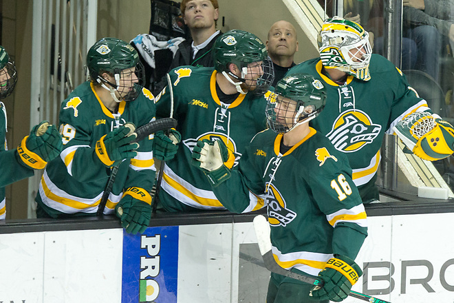 Nicolas Erb-Ekholm (Alaska Anchorage-16) 2018 November 17 The University of North Dakota hosts Western Michigan in a NCHC matchup at the Ralph Engelstad Arena in Grand Forks, ND (Bradley K. Olson)