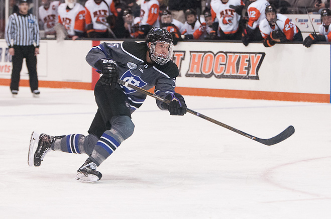 Spencer Trapp (5 - Holy Cross) had an assist in a 4-0 win at RIT (Omar Phillips)