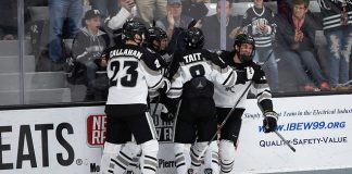 PROVIDENCE, RI - NOVEMBER 10: UMass visits Providence College during NCAA hockey at the Schneider Arena on November 10, 2018 in Providence, Rhode Island. (Photo by Rich Gagnon) (Rich Gagnon)