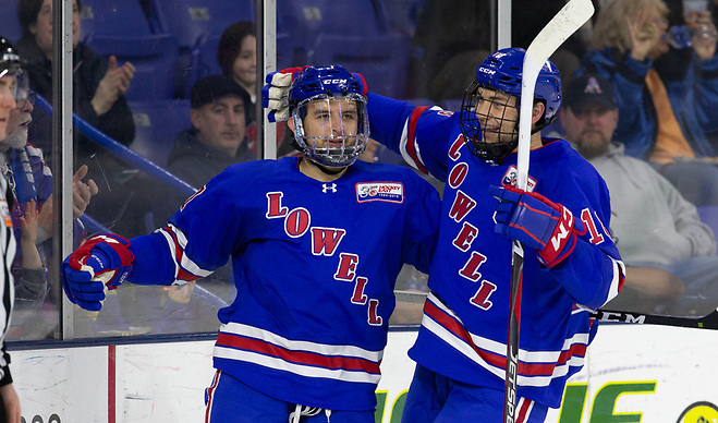 CHESTNUT HILL, MA - JANUARY 26: NCAA men's hockey between the UMass Lowell River Hawks and the Boston College Eagles at Kelley Rink on January 26, 2019 in Chestnut Hill, Massachusetts. (Photo by Rich Gagnon) (Rich Gagnon)