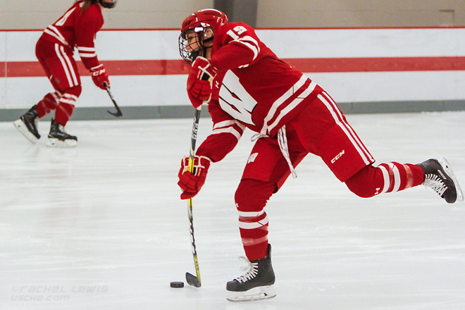 Annie Pankowski (Wisc - 19)  The #1 Wisconsin Badgers complete the sweep over the Ohio State Buckeyes with a 5-0 win Saturday, December 10, 2016 at the OSU Ice Rink in Columbus, OH. (Rachel Lewis)