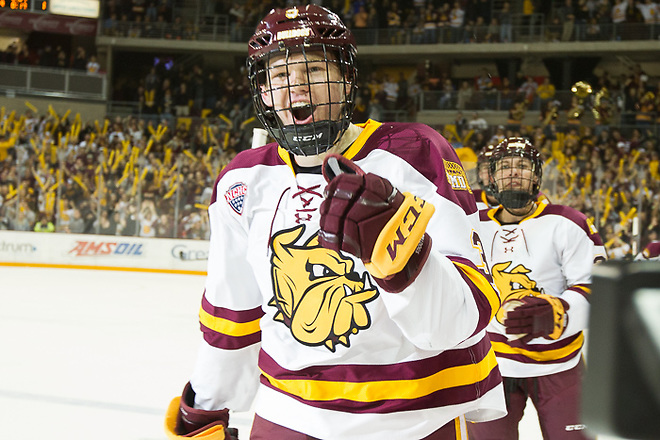 6 Oct 17:  Mikey Anderson (Minnesota Duluth - 3). The University of Minnesota Duluth Bulldogs host the University of Minnesota Golden Gophers in the 2017 Icebreaker Tournament at Amsoil Arena in Duluth, MN. (Jim Rosvold/USCHO.com)