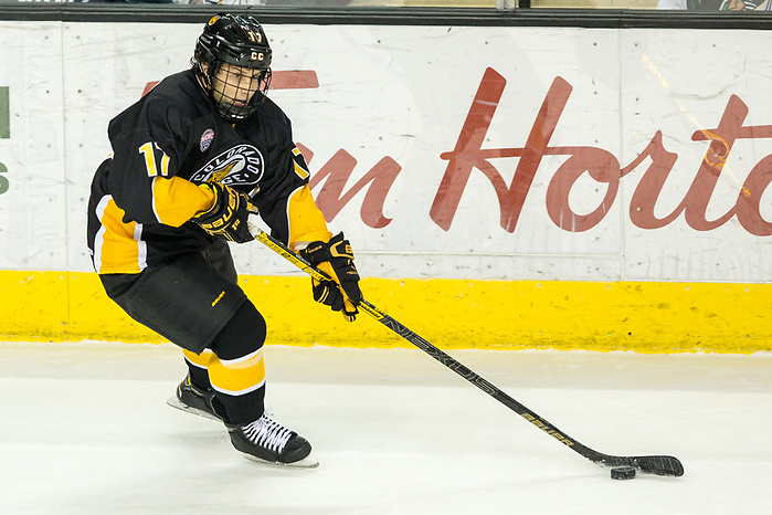 Westin Michaud (Colorado College-17) 2019 January 12 University of North Dakota hosts Colorado College in a NCHC matchup at the Ralph Engelstad Arena in Grand Forks, ND (Bradley K. Olson)