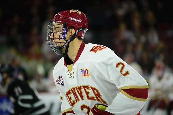 Erich Fear of Denver. Omaha vs. Denver, Magness Arena, Denver, Jan. 19, 2018. (Candace Horgan)