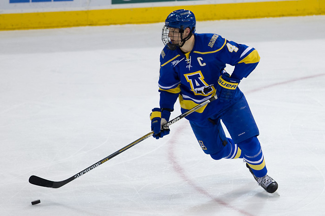 5 Dec 14:  Colton Parayko (Alaska - 4). The Minnesota State University Mavericks host the University of Alaska Fairbanks Nanooks in a WCHA conference matchup at the Verizon Wireless Center in Mankato, MN. (Jim Rosvold)