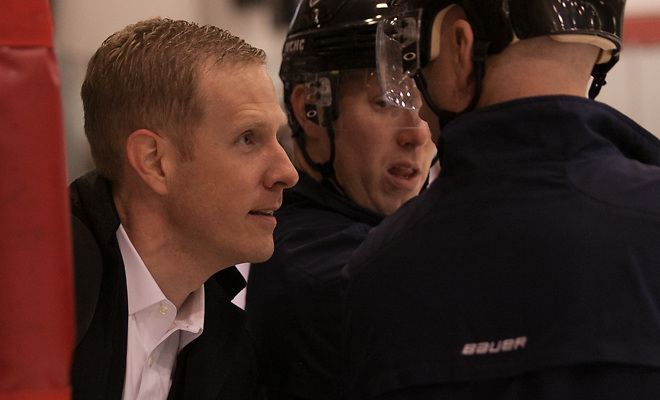 Josh Fenton (NCHC) commissioner. 28 Feb.14: St. Cloud State University hosts University of North Dakota in a NCHC match-up at the Herb Brooks National Hockey Center in St. Cloud, MN (Bradley K. Olson)