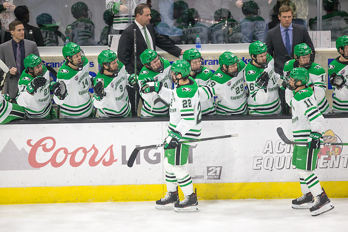 Shane Pinto (North Dakota-22) 2019 November 22 St. Cloud State University and University North Dakota meet in NCHC conference game at the Ralph Engelstad Arena Grand Forks, ND (Bradley K. Olson)