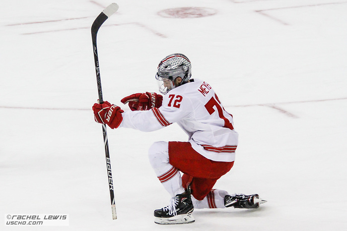 Carson Meyer (OSU - 72) The Ohio State Buckeyes lose 4-3 to the University of Minnesota Golden Gophers Saturday, February 16, 2019 at Value City Arena in Columbus, OH. (Rachel Lewis - USCHO) (Rachel Lewis/©Rachel Lewis)