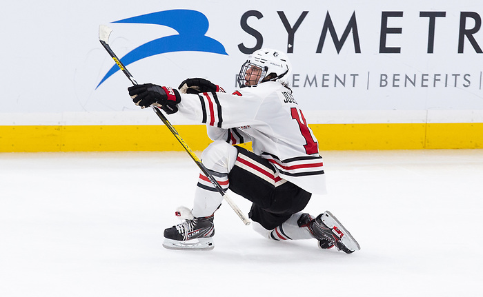 BOSTON, MA - FEBRUARY 10: Grant Jozefek #15 of the Northeastern Huskies. The Boston University Terriers play the Northeastern Huskies during NCAA hockey in championship game of the annual Beanpot Hockey Tournament at TD Garden on February 10, 2020 in Boston, Massachusetts. (Photo by Rich Gagnon/USCHO) (Rich Gagnon)