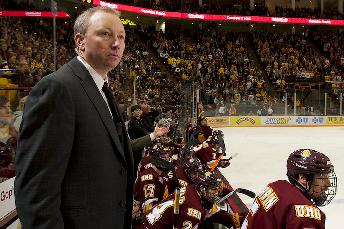 22 Nov 13: Derek Plante (Minnesota Duluth Assistant Coach). The University of Minnesota Golden Gophers host the University of Minnesota-Duluth in a non-conference matchup at Mariucci Arena in Minneapolis, MN. (Jim Rosvold)